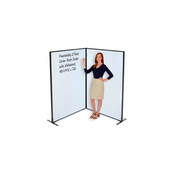 Global Equipment Interion Freestanding 2-Panel Corner Room Divider with Whiteboard, 48-1/4"W x 72"H 695162B - main